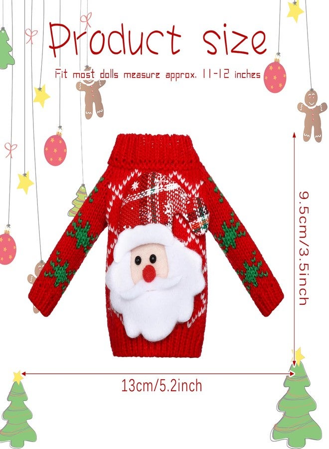 Aoriher 9 Pcs Christmas Accessories Clothes Accessory Sweater Set Knitted Clothing Elk Christmas Tree Snowflake Print Set (Elk Style) - Image 2